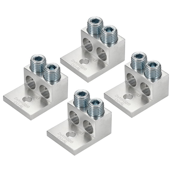 2Pcs Dual Aluminum Ground Lug,1B25U 1/0AWG Double Wire Barrel Mechanical Lugs M12 Screw 600V for Electrical Connection Circuit Breaker Solar Panel Marine Power Distribution