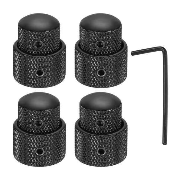 Uxcell 4Pcs Dual Concentric Stacked Control Knobs with Wrench for Guitar, Bass, Black