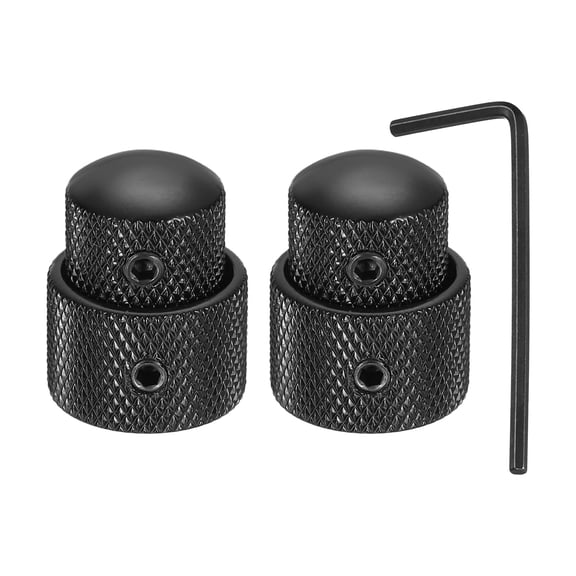 Uxcell 2Pcs Dual Concentric Stacked Control Knobs with Wrench for Guitar, Bass, Black