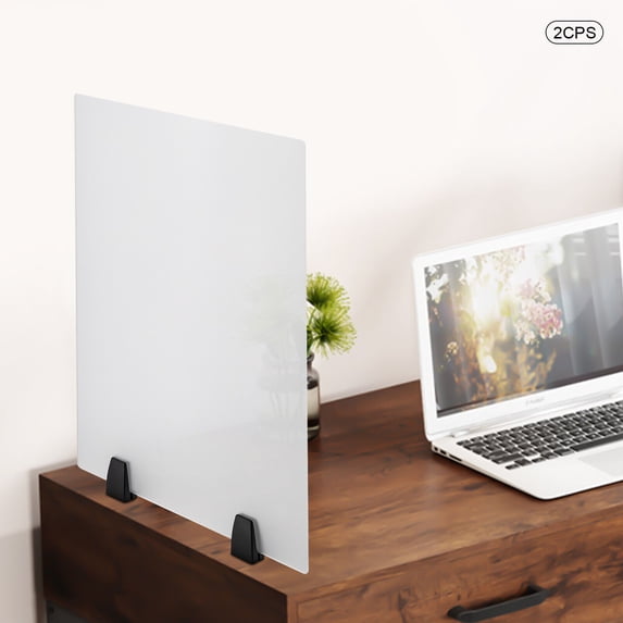 2Pcs Dual Frosted Plexiglass Clamp On Desk Privacy Panels Acrylic Divider 24*18"