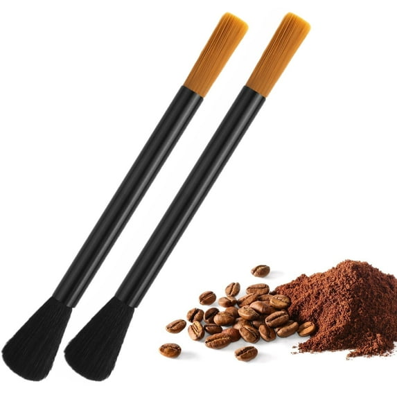 2Pcs Dual Head Coffee Brush, Coffee Grinder Brush, Coffee Cleaning Brush, Barista Tools for Coffee Machine Toaster Cleaning(Black)