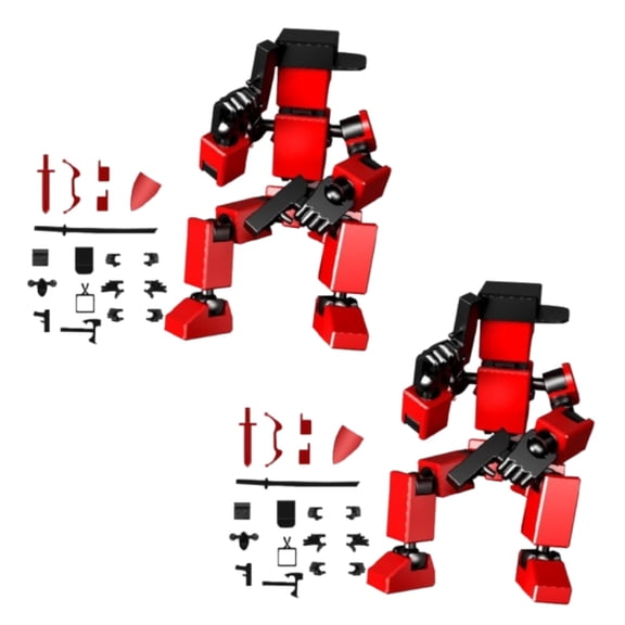 2Pcs Dummy 13 Figure 3D Printed Stick Figure Multi Jointed Movable Robot Toy Desktop Decoration Stress Relief Fidget Gift for Boys (Red)