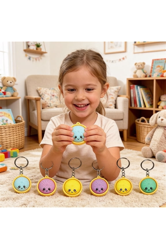 2Pcs Dumpling Keychain, Dumpling Fidget T'oys Fidget Keychain, Cute 3D Printed Sensory Clicker T'oys Mini Sensory T'oy Anxiety and Stress Relief for Adults