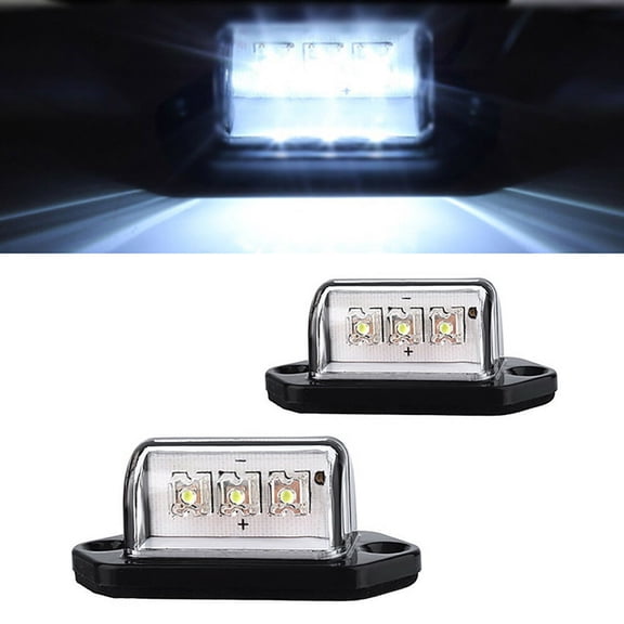 2Pcs Durable ABS LED License Plate Lights 6000K Cool White, 120 Beam, for Car & RV Use