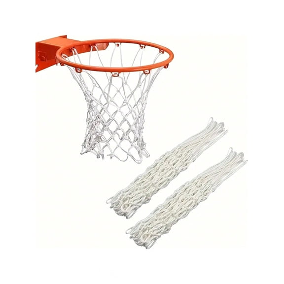 2Pcs Durable Reinforced Basketball Net, Red & White Hoop Net for Sports Gym, Outdoor Court, Park & Training White