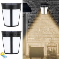 2Pcs Dusk to Dawn Outdoor Wall Light, Automatic Sensor Wall Sconces Lighting with Bulb, Solar Powered LED Waterproof Lighting for Fence Patio Front Door Stair Landscape Yard Driveway Path, Warm Light