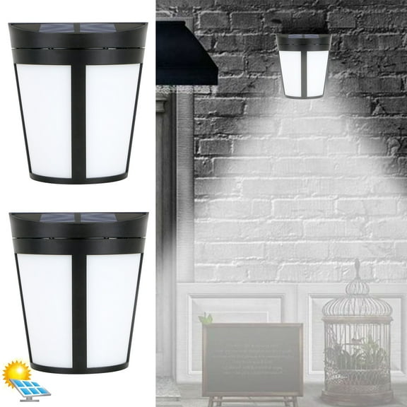 2Pcs Dusk to Dawn Outdoor Wall Light, Automatic Sensor Wall Sconces Lighting with Bulb, Solar Powered LED Waterproof Lighting for Fence Patio Front Door Stair Landscape Yard Driveway Path, White Light