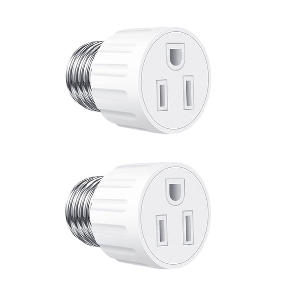 2Pcs E26 Outlet Converter 3 Prong Light Socket To Plug Adapter Travel Adapter Light Socket for Light Fixtures Enduring