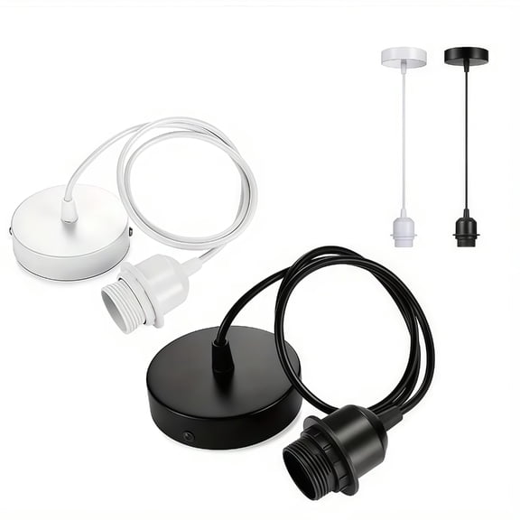 2Pcs E27 Lamp Socket Holder With Power Cord, Retro Light Bulb Hanging Wire For Incandescent LED And CFL Bulbs
