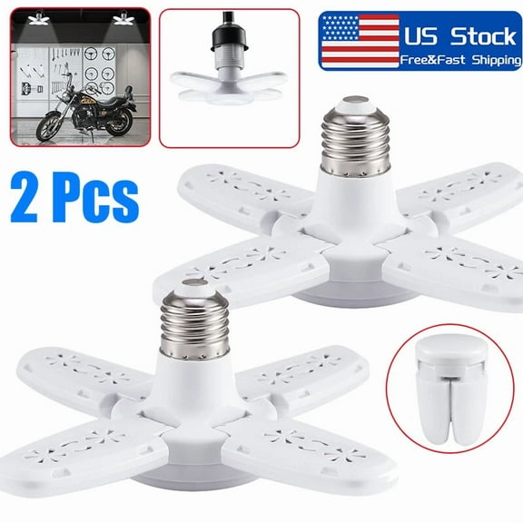 2Pcs E27 Led Garage Light Bulb Deformable Ceiling Fixture Lights Workshop Lamp