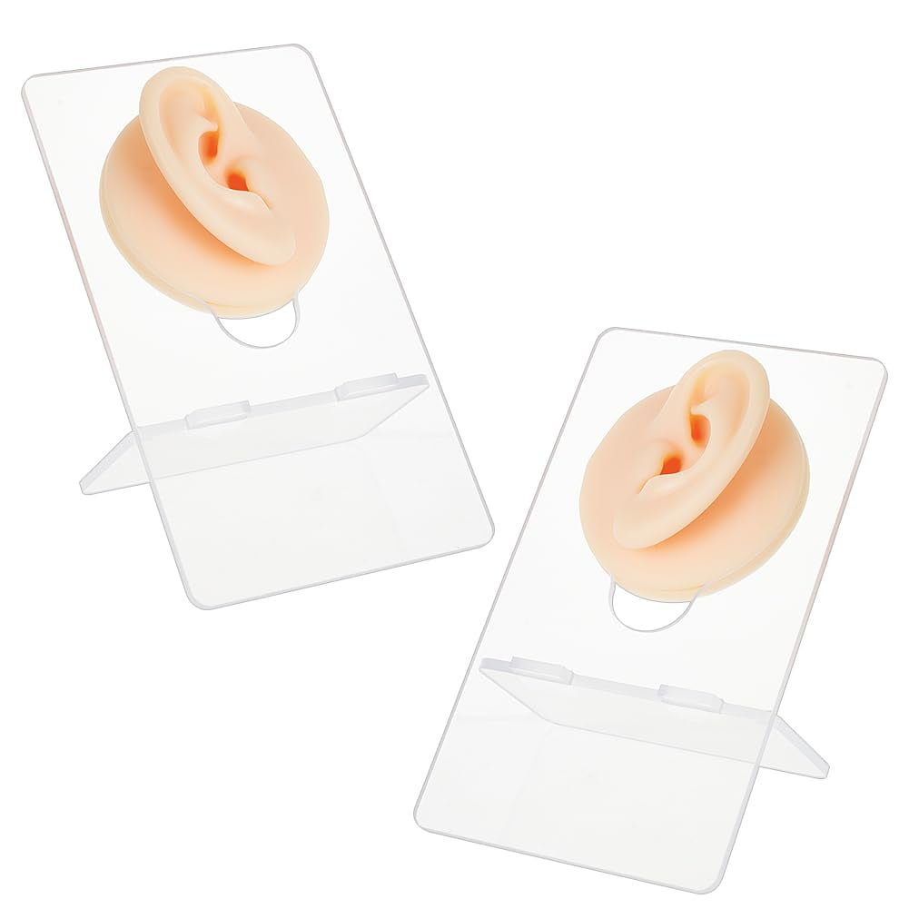 2Pcs Ear Displays Model Silicone Ear Models Silicone Flexible Ears ...