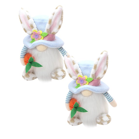 2Pcs Easter Bunny Doll Plush Decoration, Cute Faceless Rabbit Ear Doll, Spring Easter Tabletop Ornament For Home Party Holiday Decor