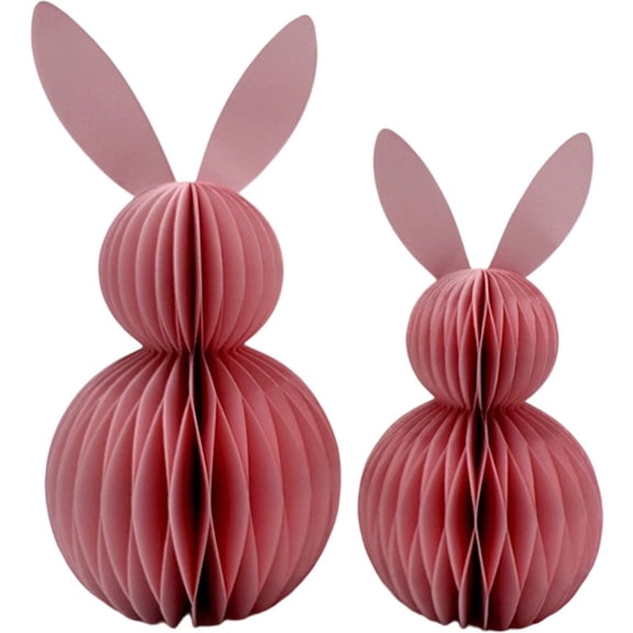 2Pcs Easter Bunny Honeycomb Centerpiece 3D Paper Rabbit Table Decoration for Easter Party Home Office Kitchen Holiday Table Supplies Gift