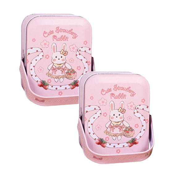 2Pcs Easter Candy Jar Cookie Jar Elegant Metal Tinplate Empty Jars Cookie Candy Storage Containers Easter With Lids And Handle For Easter Decoration Holiday Part Storage Containers 4.1"X2.2"