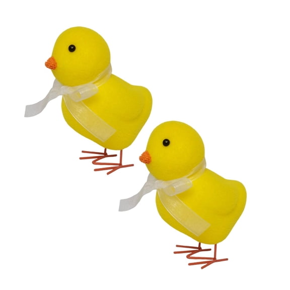 2Pcs Easter Chick Decor - Cute Family Chicks Plush,Colorful Macaron-Style Mini Chick, Chicken Figurines Decoration For Home Kitchen Office Farmhouse Spring Table Desktop Ornament