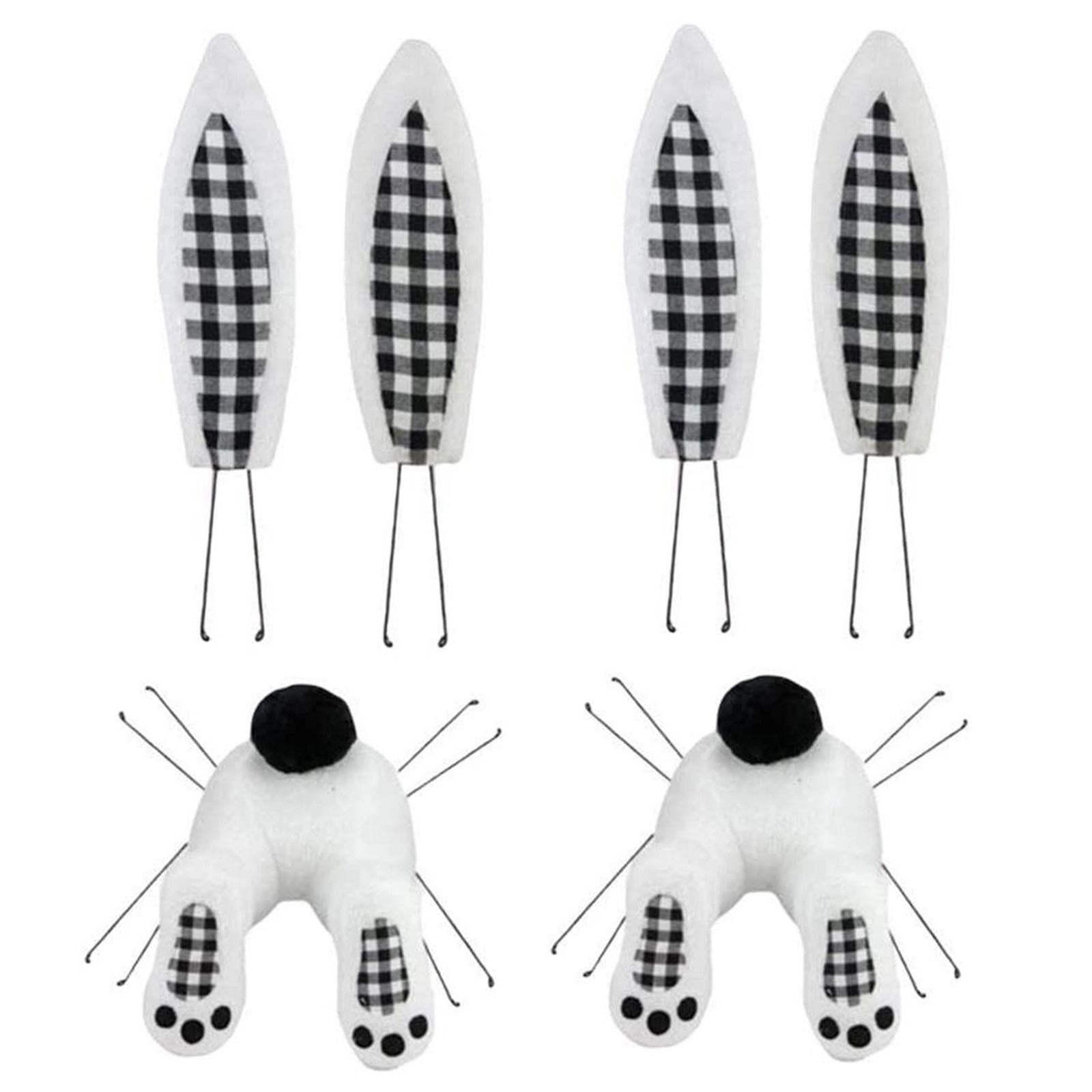 2Pcs Easter Decor Wreath Bunny with Ears DIY Garland black white plaid ...