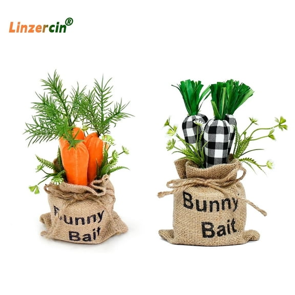 Easter Bunny Carrot Decorations,Carrot Table Signs Decorations Spring Farmhouse Tabletop Decor Fabric Carrot Table Signs,Easter Tiered Tray Centerpiece Decorations for Home Indoor Party Office 2Pcs