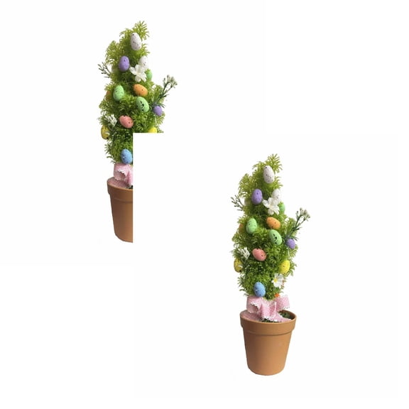 2Pcs Easter Decorations Easter Egg With Bow Perfect For Dining Centerpiece Home Parties And Holiday Celebrations Artificial Flowers 13.0"X13.0"