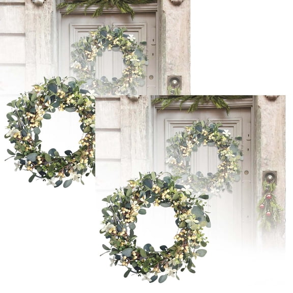 2Pcs Easter Decorations Wreath Realistic Floral Door Wedding Welcome Garland Home Wall Hanging And Seasonal Decorationļ¼5ļ¼ Wreath 19.7"X19.7"