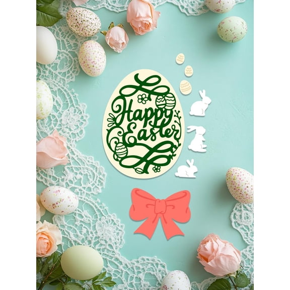 2Pcs Easter Egg Frames Cutting Dies Easter Egg Theme Carbon Steel Cutting Dies Stencils Scrapbooking Template 131-142x99-108x0.8mm DIY Making