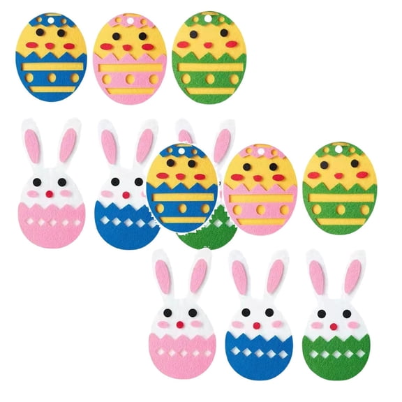 2Pcs Easter Felt Decorations Set Of 6 Hanging Ornaments Bunny & Eggs With String, Colorful Easter Party Decorations For Home Door Wall, Diy Easter Crafts Felt Hanging Decor