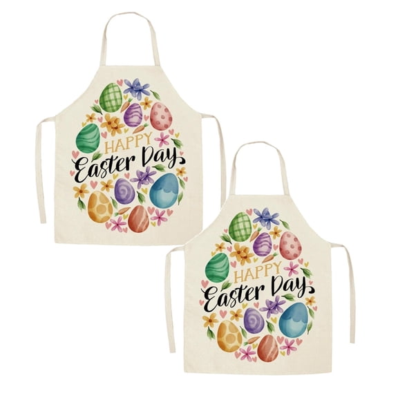2Pcs Easter Pattern Kitchen Apron Polyester Fabric Adult Cooking Apron Stain And Lightweight For Baking Grilling And Easter Holiday Party