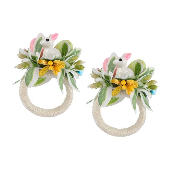 2Pcs Easters Themed Resin Napkin Rings Handmade Resin Napkin Rings Easters Rabbits Decoration For Special Event