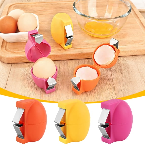 2Pcs Egg Shells Opener, Stainless Steel Egg Crackers Tool, Multifunctional Eggs Separator for Hard Boiled Eggs Peeler Shell Remover, Kitchen Gadgets, AKLJWH, #02 Pink