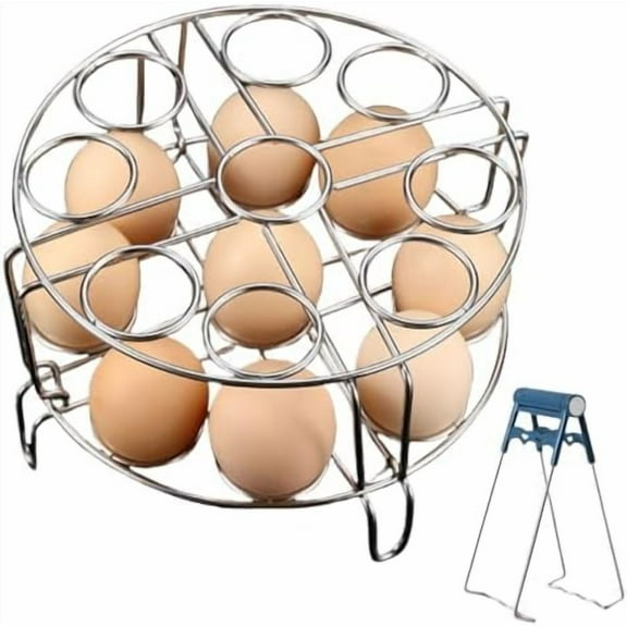 2Pcs Egg Steamer Rack with Hot Plate Gripper Set, Stackable Trivet for Instant Pot Compatible Pressure Cooker Accessories Cooking 18 Eggs$$Home Decor, Kitchen, & Other
