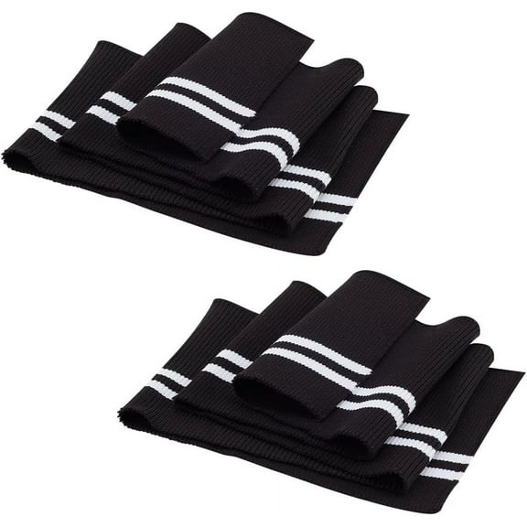2Pcs Elastic Fiber Ribbing Fabric Black Stripes Pattern Knitted Waistband Knit Ribs Welts Cuffs Neck Bands for DIY Making