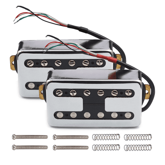 2Pcs Electric Guitar Humbucker FT Style Guitar Neck and Bridge Coil Splitting Pickups for Most Guitars,Silver