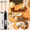 thumbnail image 1 of 2Pcs Electric Milk Frother under $5! Yannianjz Electric Milk Frother, Handheld Frother Wand with 3 Speeds and Stainless Steel Whisk, USB Rechargeable Frother for Coffee, Matcha, and Hot Chocolate, 1 of 9