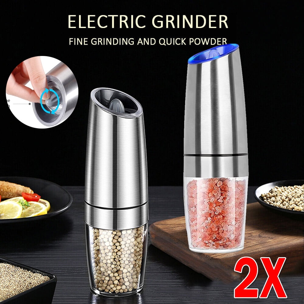 2Pcs Electric Salt And Pepper Grinder Mill Set Gravity Sensor Battery ...