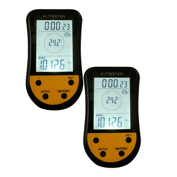 2Pcs Electronic Digital Altimeter 7 In 1 Multifunction Lcd Backlight Mini Altimeter Barometer Weather Forecast Clock Calendar For Outdoor Climbing Hiking Fishing Thermometer