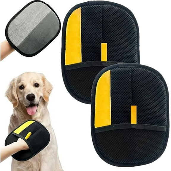 2Pcs Electrostatic Gloves Pet Hair Removal, 2025 Pet Hair Remover Glove, Washable Reusable Dogs Cats Hair Gloves for Furniture Bed Sheets Couch Clothes Carpet Car Seat