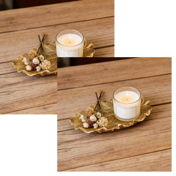 2Pcs Elegant Golden Leaf Resin Serving Tray Decorative Centerpiece For Dining And Countertop Display Tray Decoration