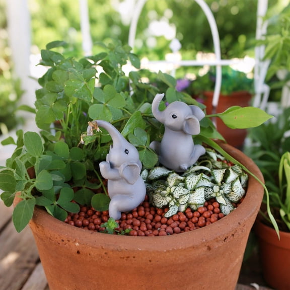 2Pcs Elephant Flower Pot Hugger, Funny Pot Huggers for Planters, Resin Flower Pot Huggers, Climbing Elephant Statue Planter Pot Decorations for Home Garden Fence Patio Lawn Yard