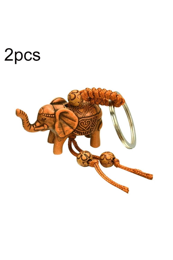 2Pcs Elephant Heart Horse Tortoise Knot Hanging Pendant Keyring Keychain Holder
