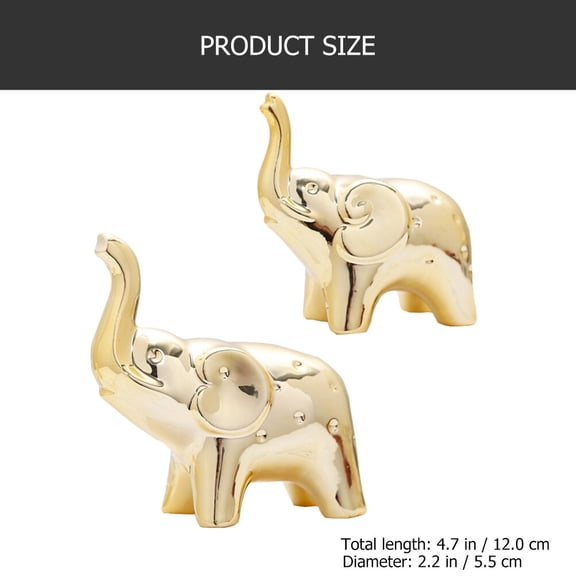 2 Pieces Ceramic Elephant Figurines Decorative Animal Statues for Home Office Desk Display and