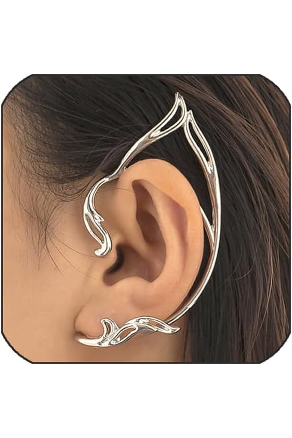 2Pcs Elves Ear Cuff for Women Vintage Non-Pierced Cat Ear Wrap Hollow Punk Fairy Elf Cartilage Climber Earrings Gothic Cosplay Costume Jewelry Accessories