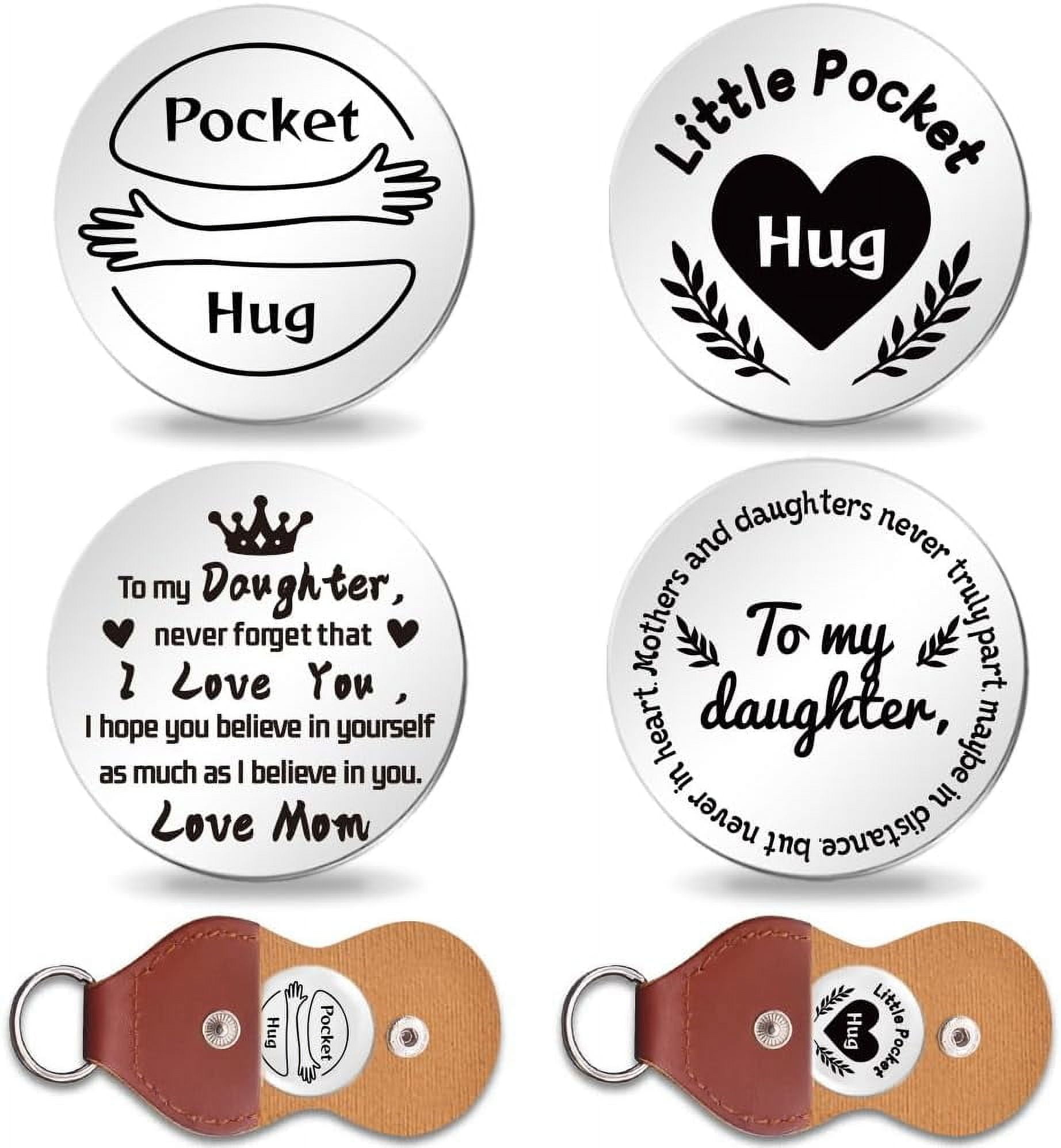 2Pcs Encourage Pocket Hug Token to Daughter with Key Chains Flat Round ...
