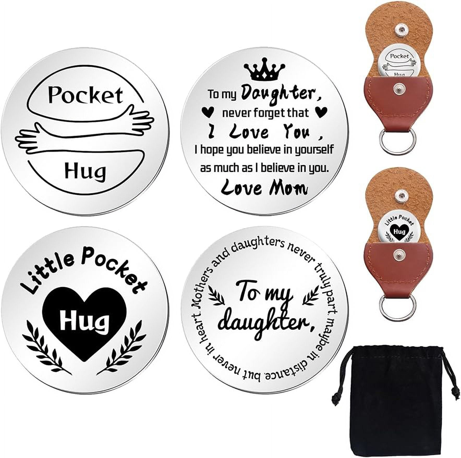 2Pcs Encourage Pocket Hug Token to Daughter with Key Chains Flat Round ...
