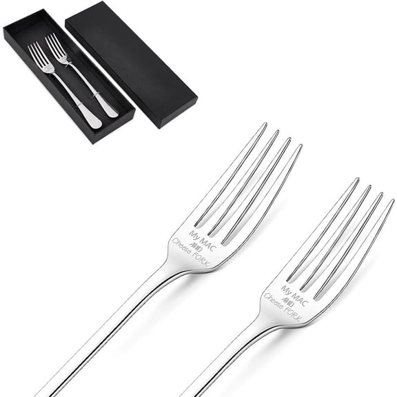 2Pcs Engraved Fork with Gift Box Stainless Steel Funny Table Forks for Friends Families Festival Wedding 8Inches DIY