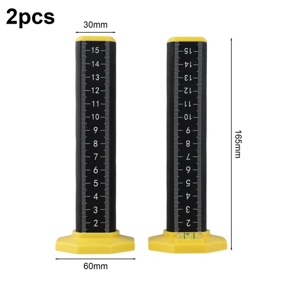 2Pcs Equal Height Ruler Set, aluminum Alloy Dual-Use Horizontal Tool with Magnetic Base for Carpentry, Tiling and Flooring Layout Tasks(yellow and black)