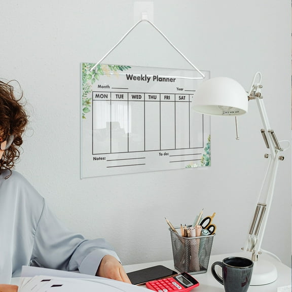 2Pcs Erasable Weekly Planner, Kadlawus Hanging Acrylic Weekly Planner, Erasable Memo Board, Monthly Schedule Organizer for Refrigerator, Office, Home, Kitchen, Task Management, Message Board