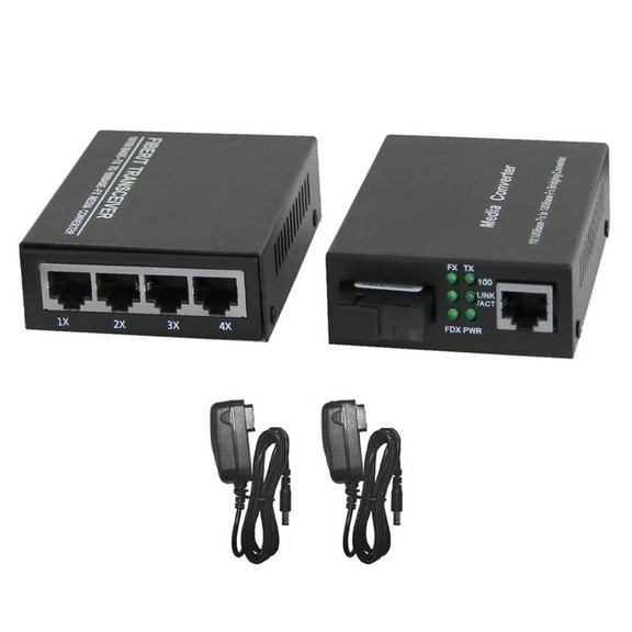 2Pcs Ethernet Fiber Optical Media Converter 10/100M SC Port 3km to RJ45 Port Optical Transceiver