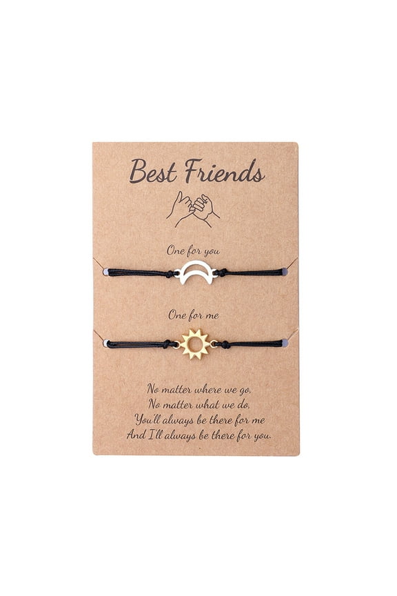 2Pcs European American Sun-moon Hollow Woven Bracelets Fashion Hand Rope