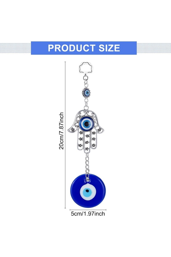2Pcs Evil Eye Hanging Ornament Charms Hamsa Hand Amulet Wall Hanging Protective Charm Home Decor for Keychains Home Car Decor Good Luck and Blessings Turkish Blue