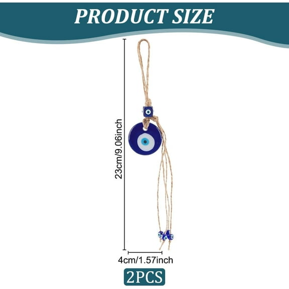 2Pcs Evil Eye Wall Hanging Evil Eye Protection Charm Evil Eye Ornament Turkish Good Luck Amulet Evil Eye Decorative Ornament with Rope