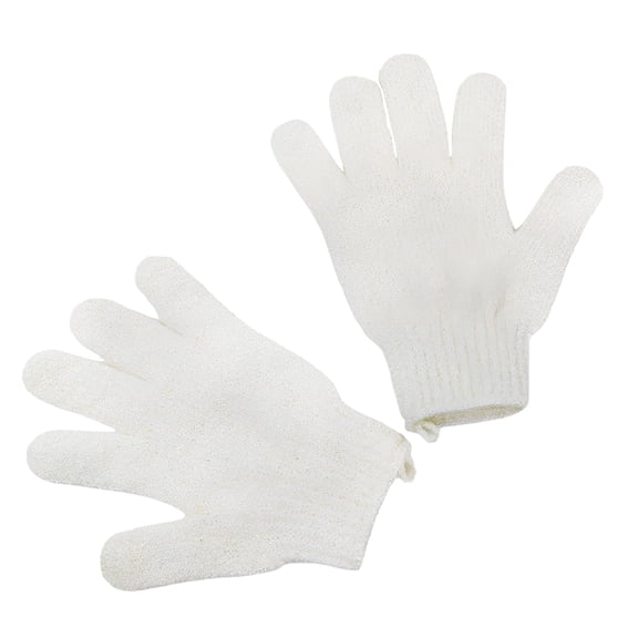 2Pcs Exfoliating Gloves - Bamboo Shower Gloves - Bath and Body Exfoliator Mitts - Scrubs Away Ingrown Hair and Dead Skin - for Shower, Spa, Massage and Dead Skin Cell Remover Loofah - White